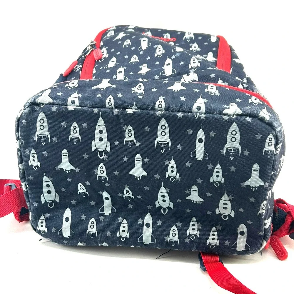 Bentgo Kids Backpack with Insulated Lunch Compartment Rocket Ship Navy Red